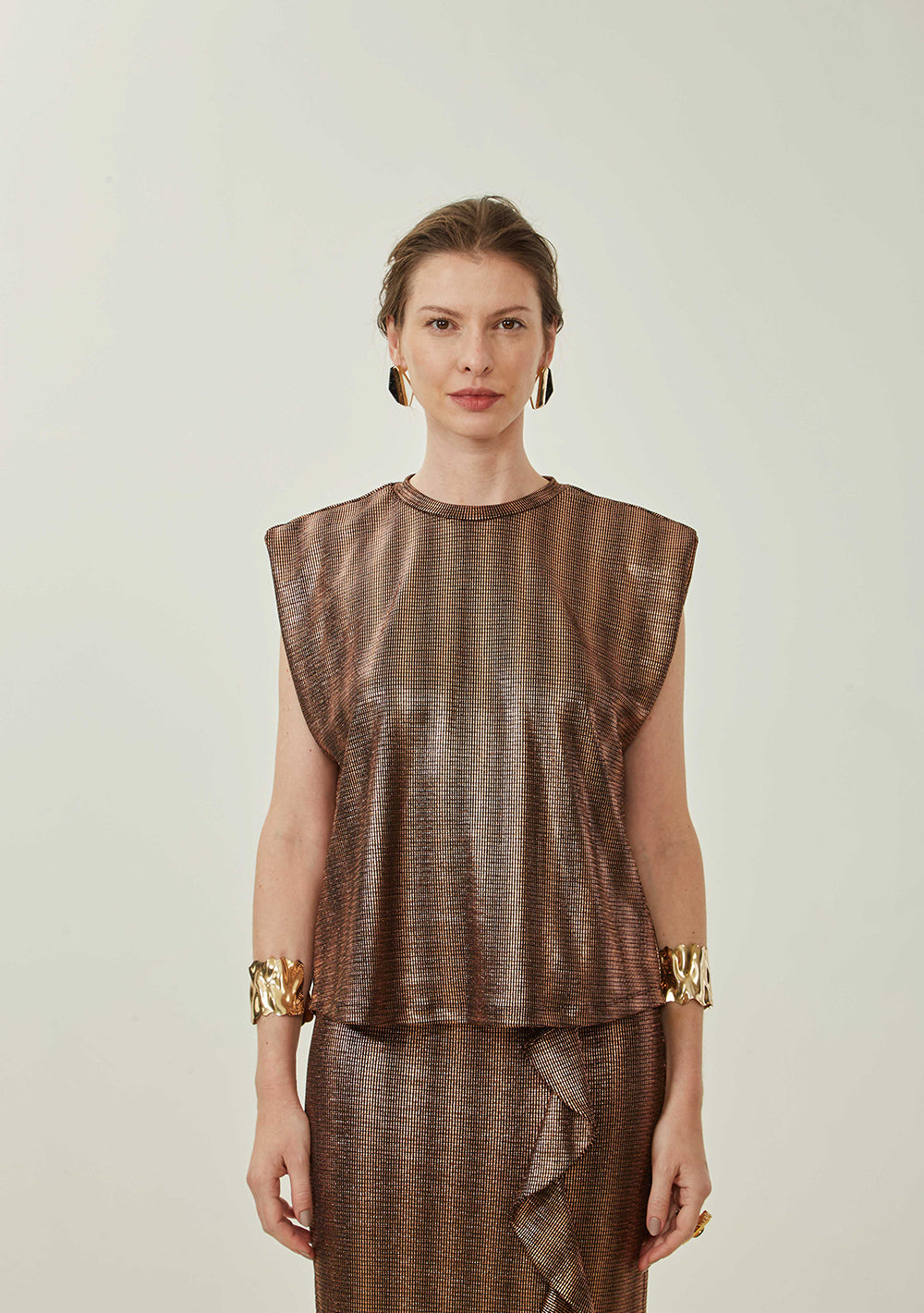 Blusa Al Cuerpo Escote Redondo Mangas Cortas