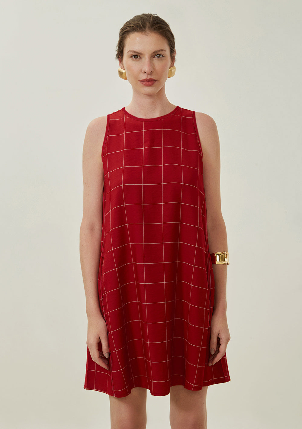 Vestido Suelto Escote Canoa Sin Mangas Corto
