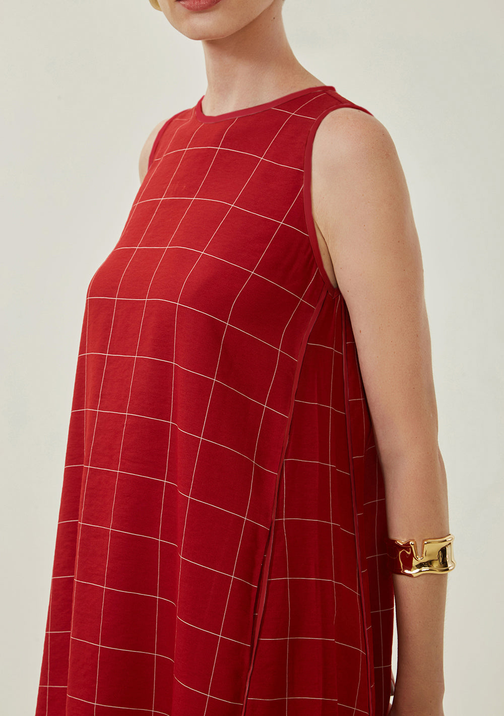 Vestido Suelto Escote Canoa Sin Mangas Corto