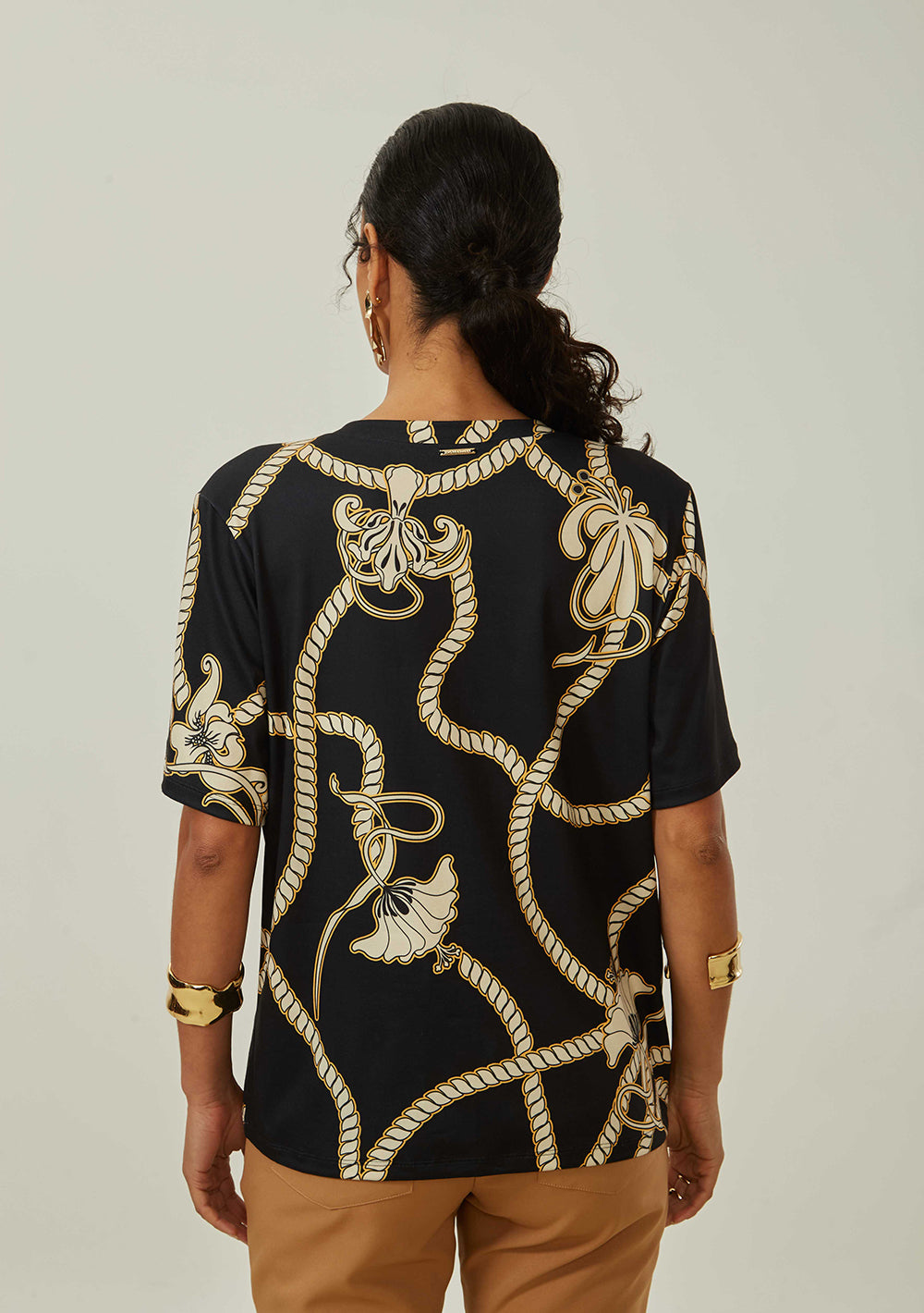 Blusa Suelta Escote en V Mangas Cortas