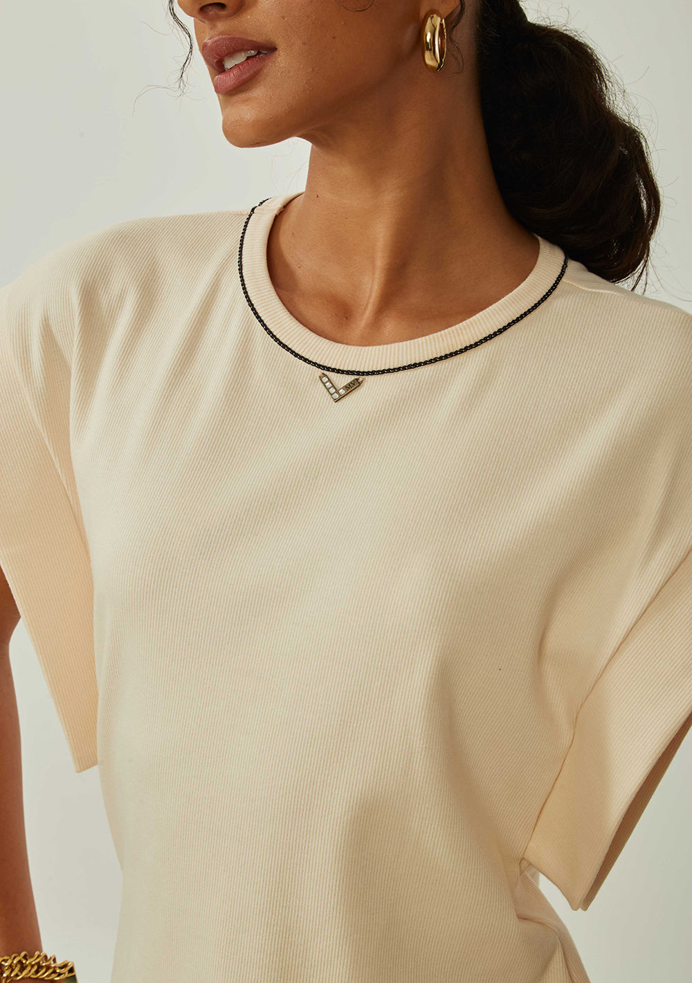 Blusa Suelta Escote Redondo Mangas Cortas