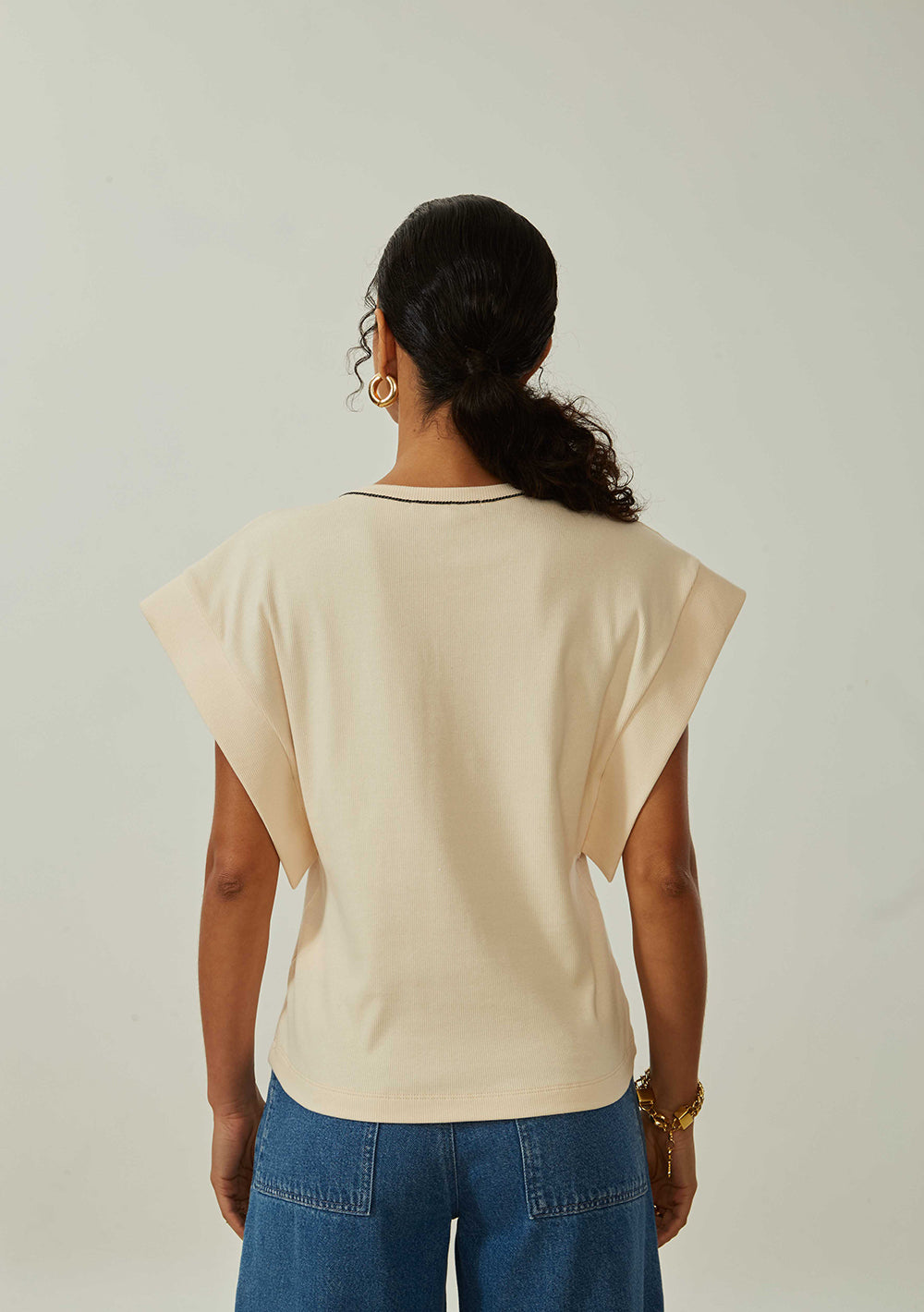 Blusa Suelta Escote Redondo Mangas Cortas