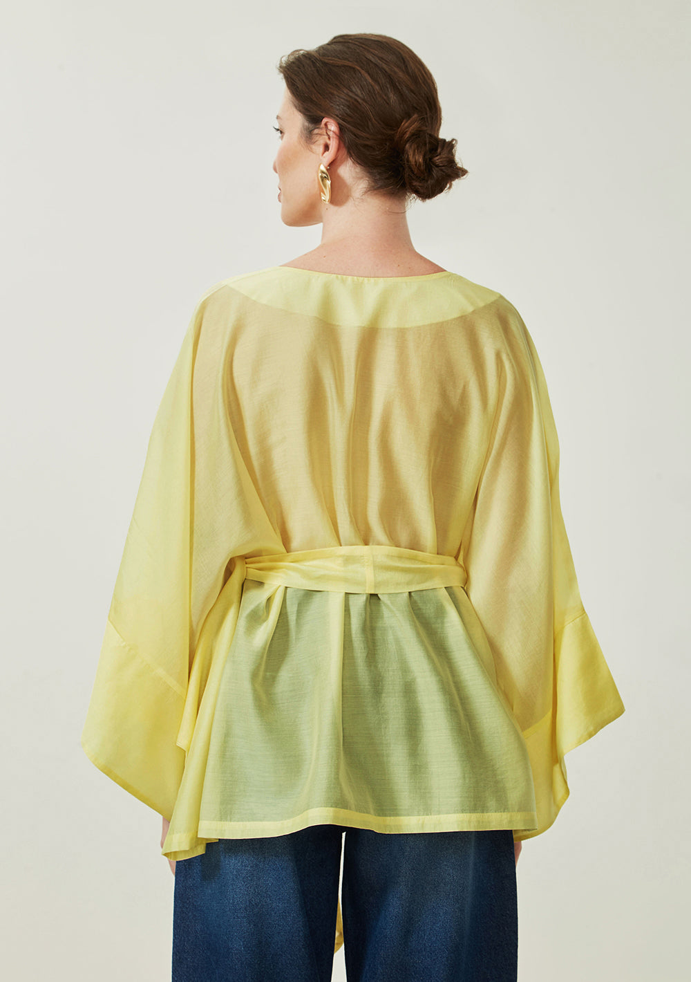 Blusa Suelta Escote en V Mangas Largas