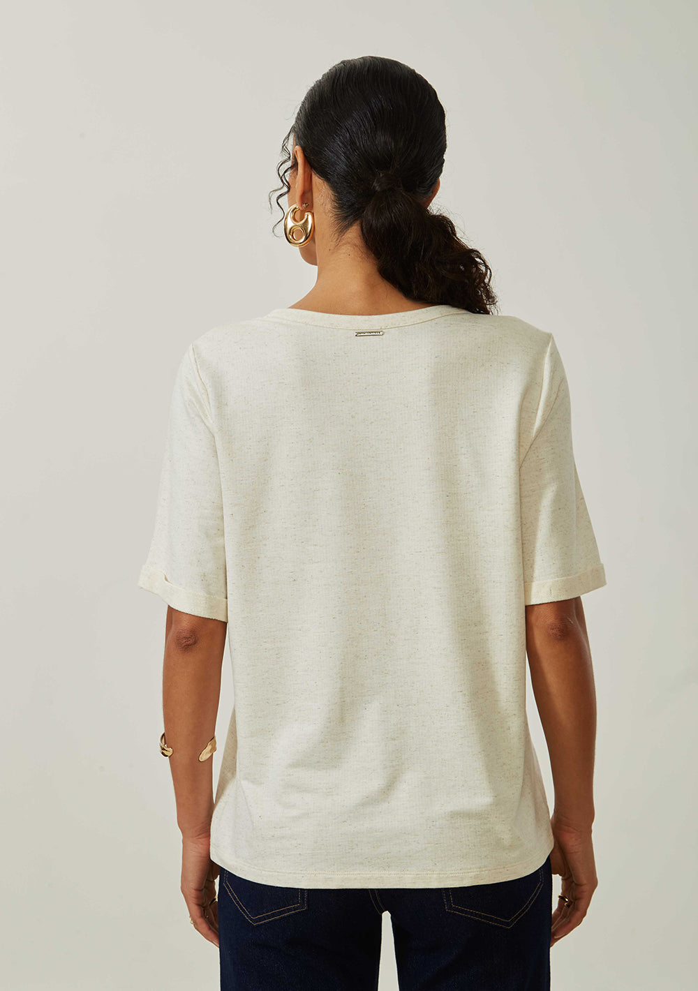 Blusa Suelta Escote Redondo Mangas Cortas