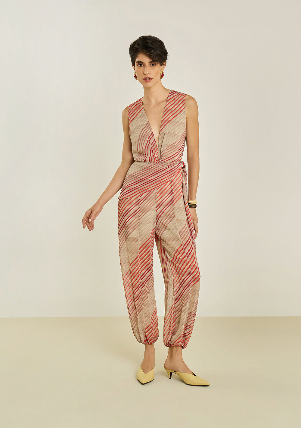 Enterizo Largo Suelto Escote En V Sin Mangas