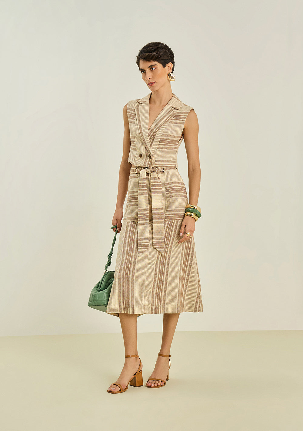 Pollera Midi Lápiz Tiro Alto