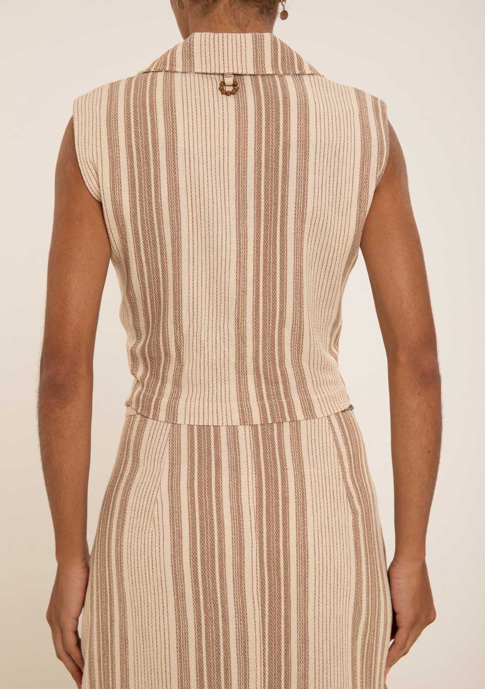 Chaleco Cropped Suelto Sin Mangas