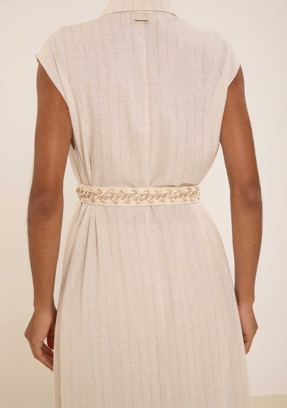 Vestido Largo Suelto Cuello Clásico Sin Mangas