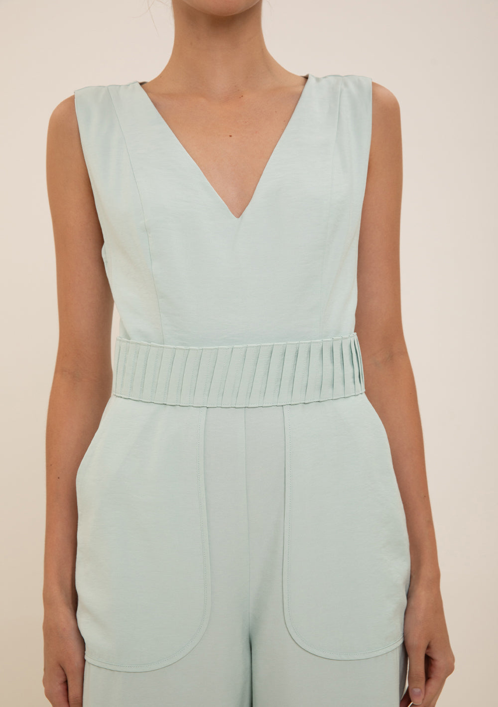 Enterizo Largo Suelto Escote En V Sin Mangas