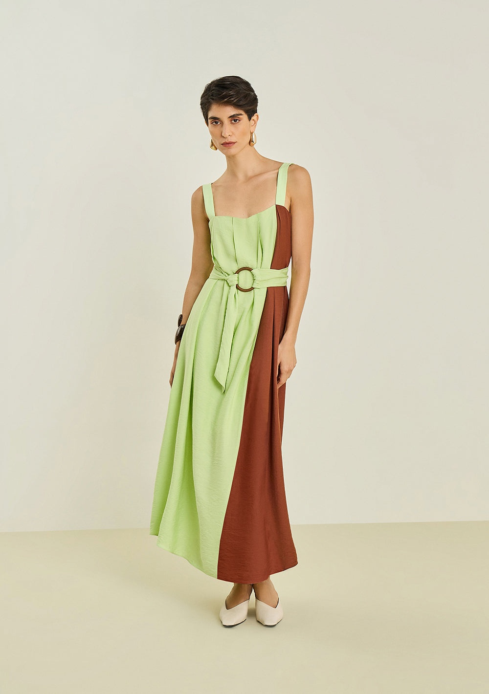 Vestido Largo Suelto Escote Recto Con Tirantes