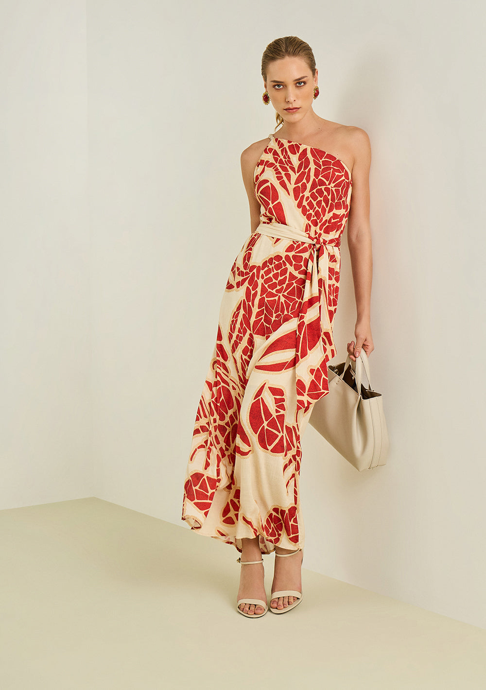 Vestido Largo Suelto De Un Solo Hombro Con Tirantes