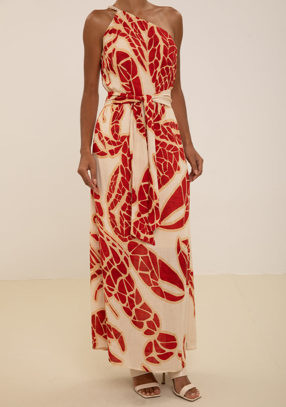 Vestido Largo Suelto De Un Solo Hombro Con Tirantes