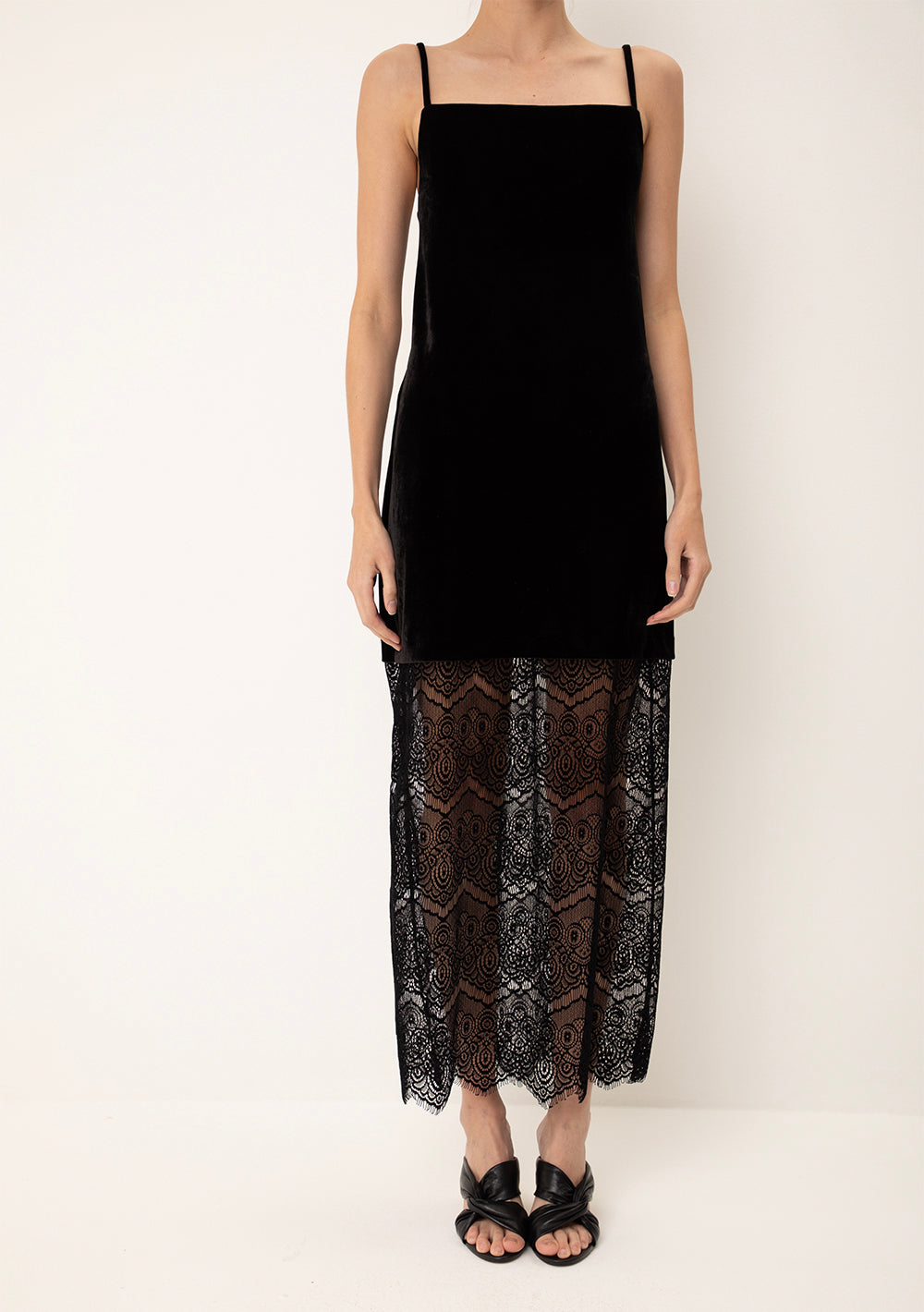 Vestido Midi Suelto Escote Recto Con Tirantes