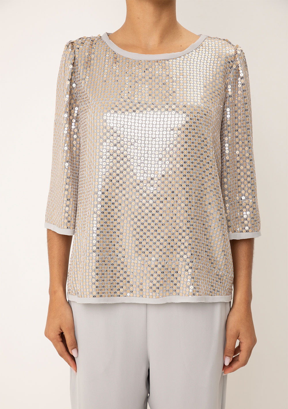 Blusa Suelta Escote Redondo Mangas Cortas