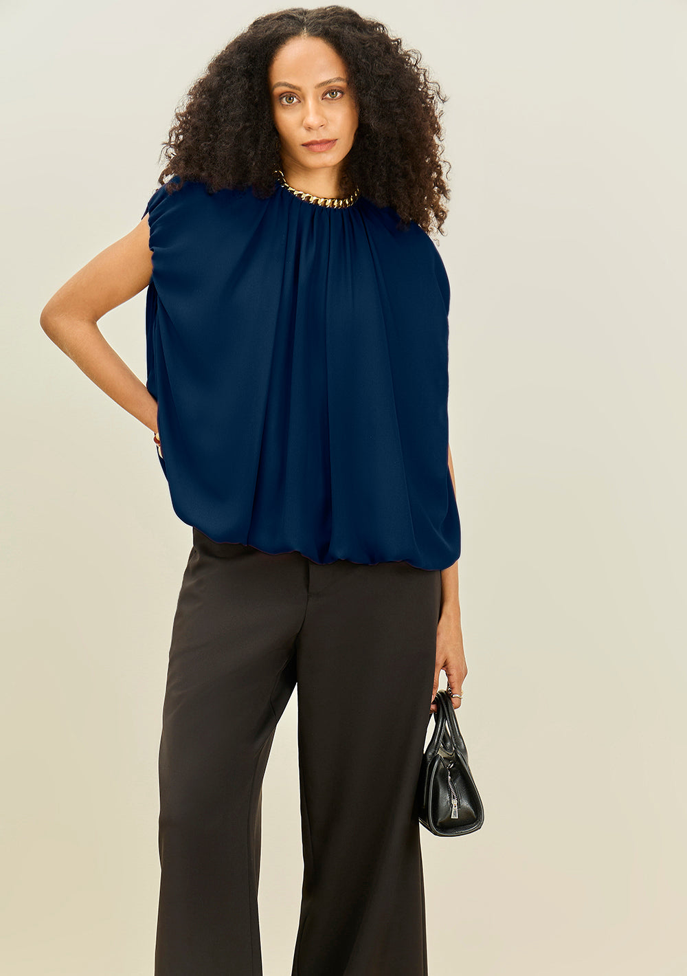 Blusa Suelta Escote Redondo Sin Mangas