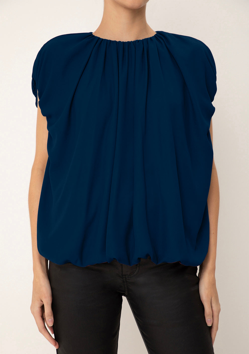 Blusa Suelta Escote Redondo Sin Mangas