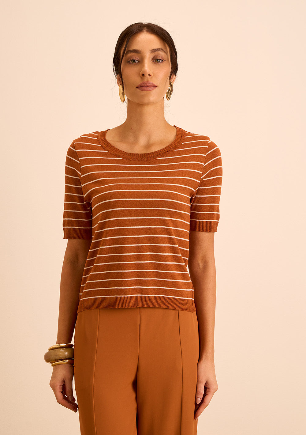 Blusa Suelta Cuello Redondo Mangas Cortas