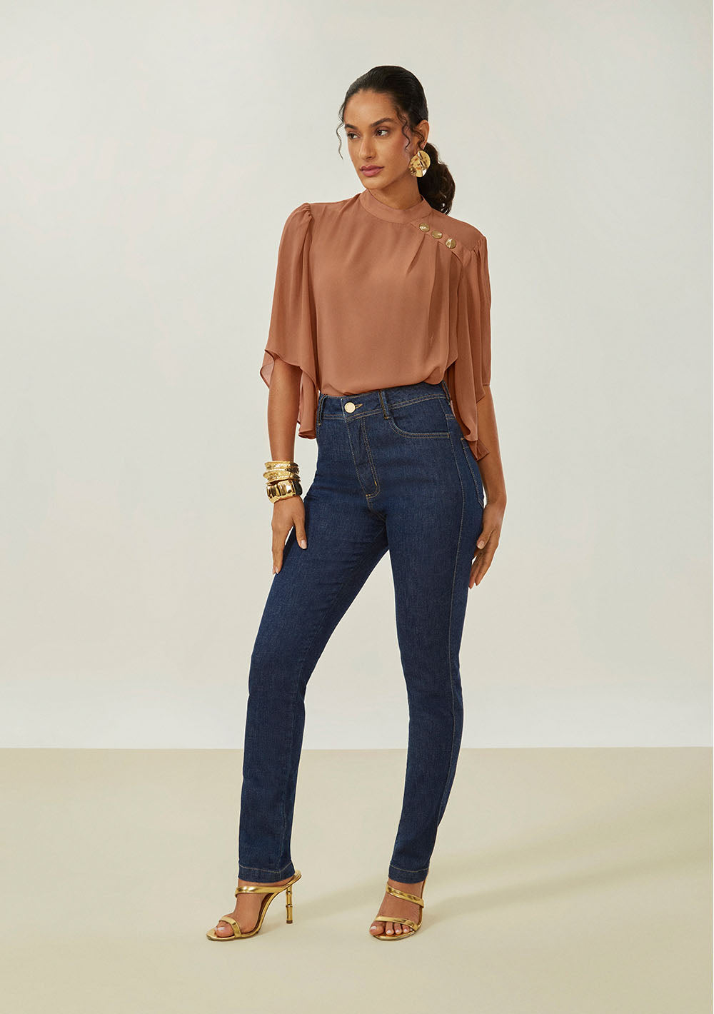 Jeans Skinny Tiro Alto