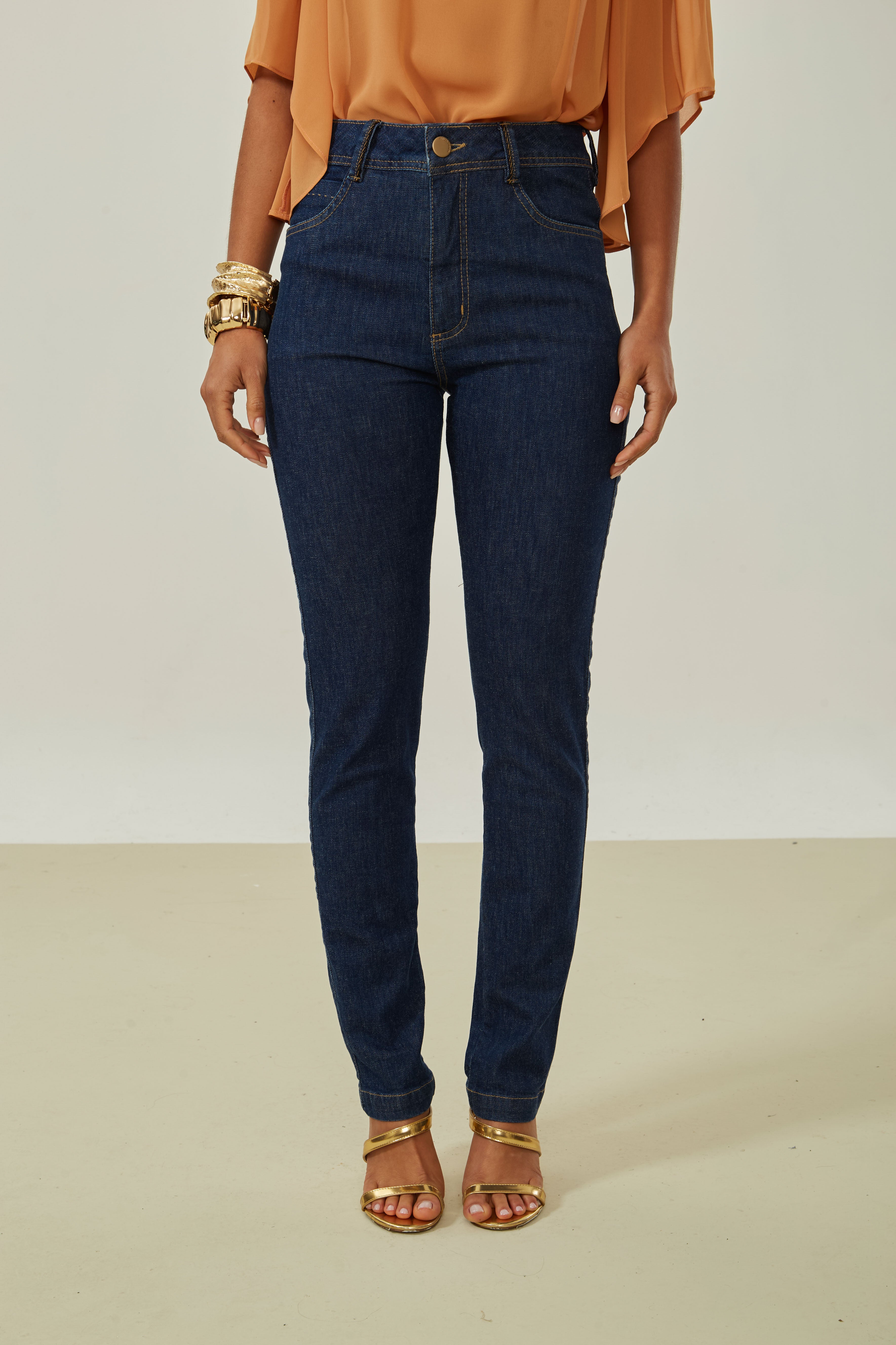 Jeans Skinny Tiro Alto