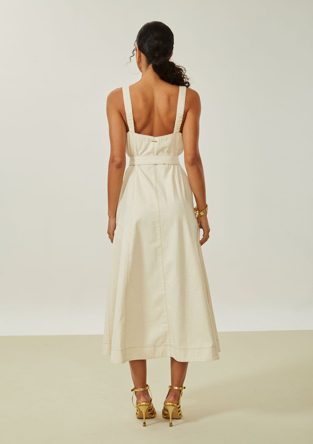 Vestido Suelto Escote en V Sin Mangas Midi