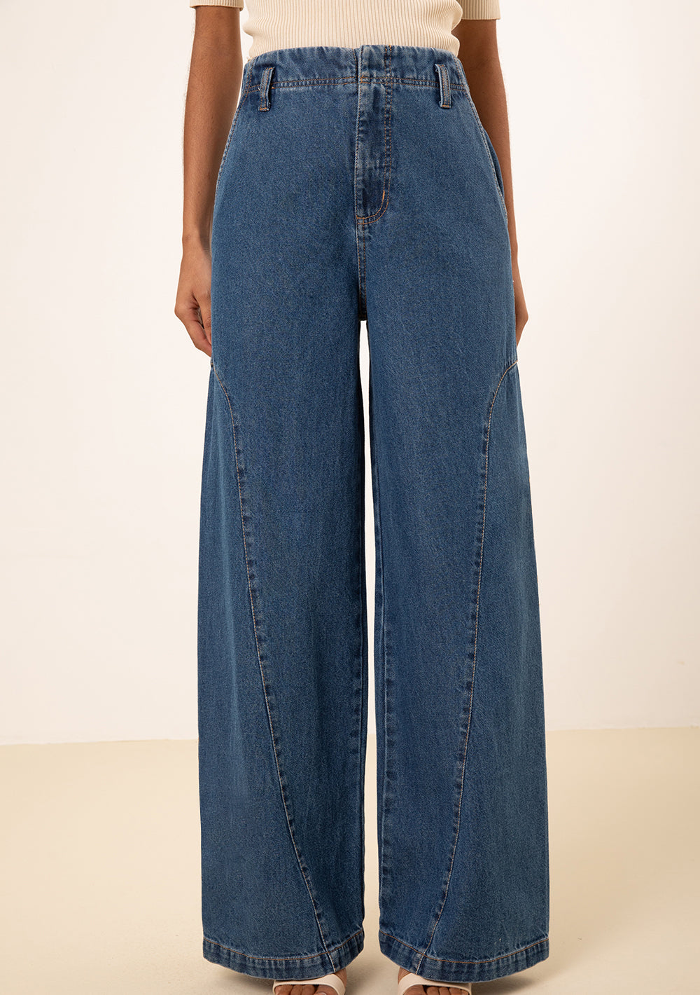 Pantalón Jeans Palazzo Tiro Alto