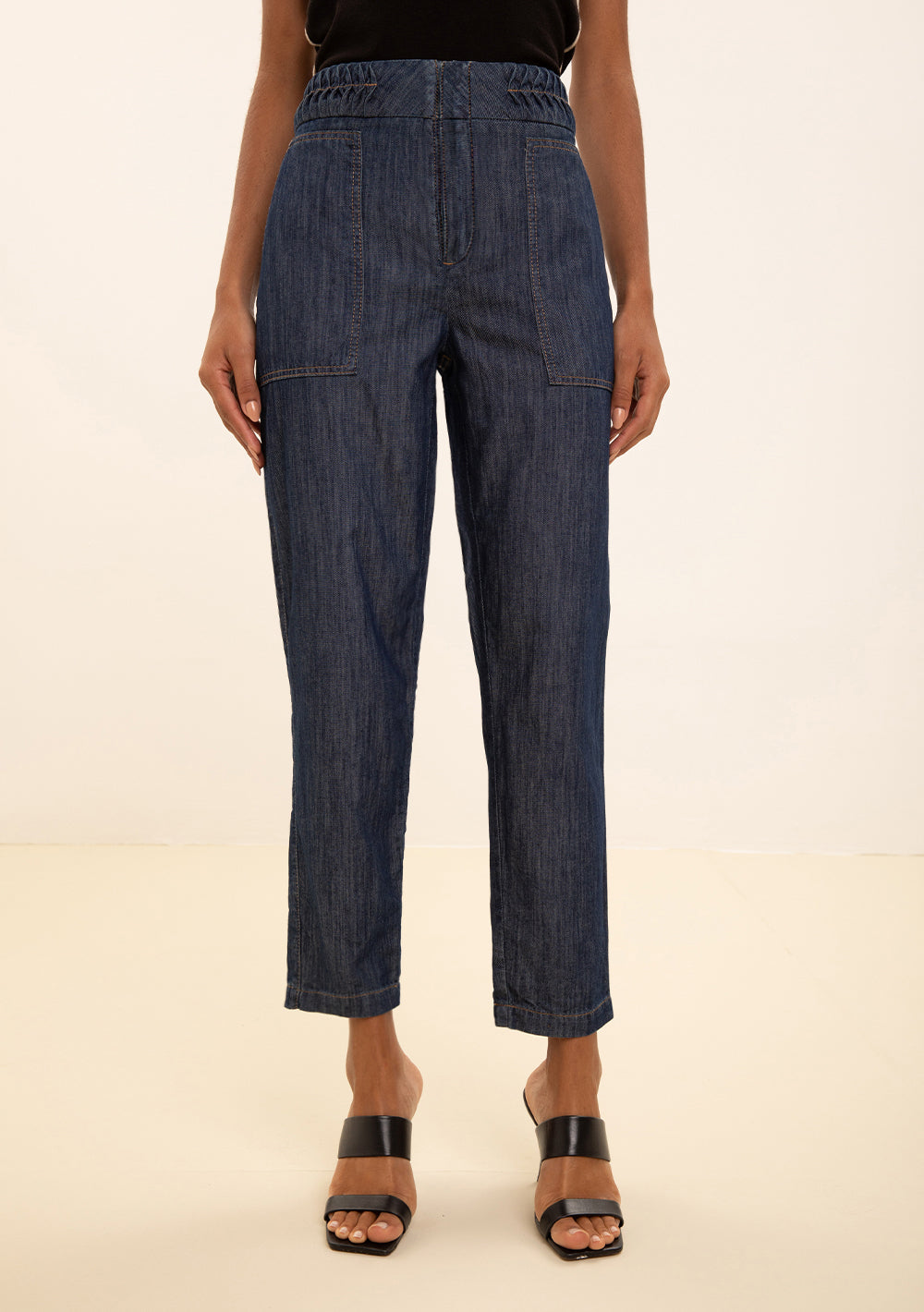 Jeans Carrot Fit Tiro Alto