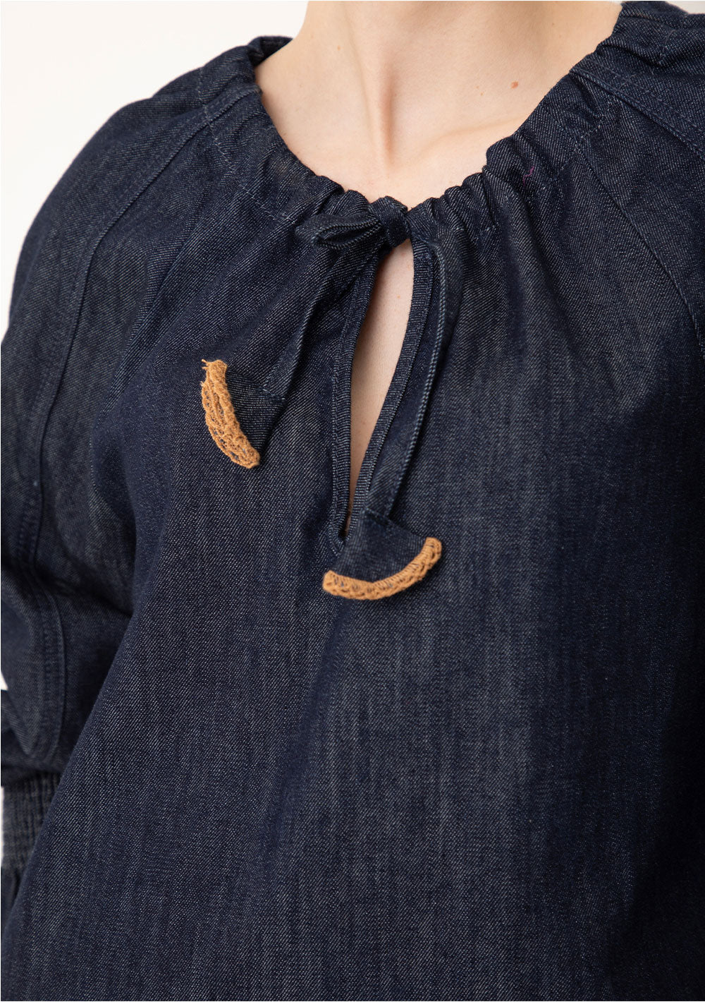 Blusa Suelta Escote Canoa Mangas Largas