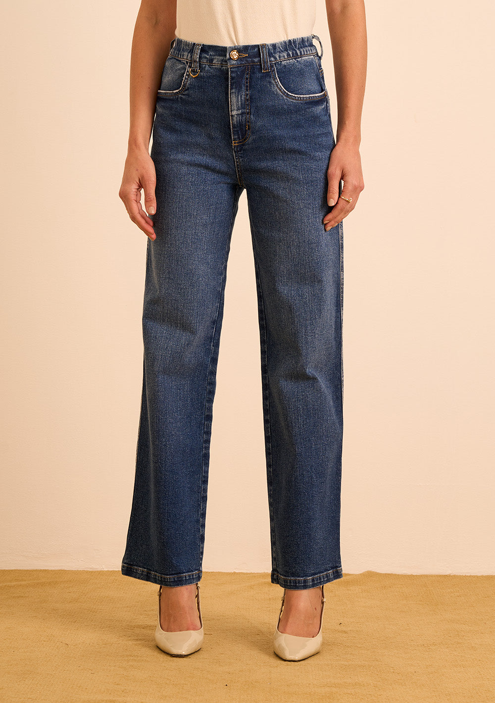 Jeans Wide Leg Tiro Alto