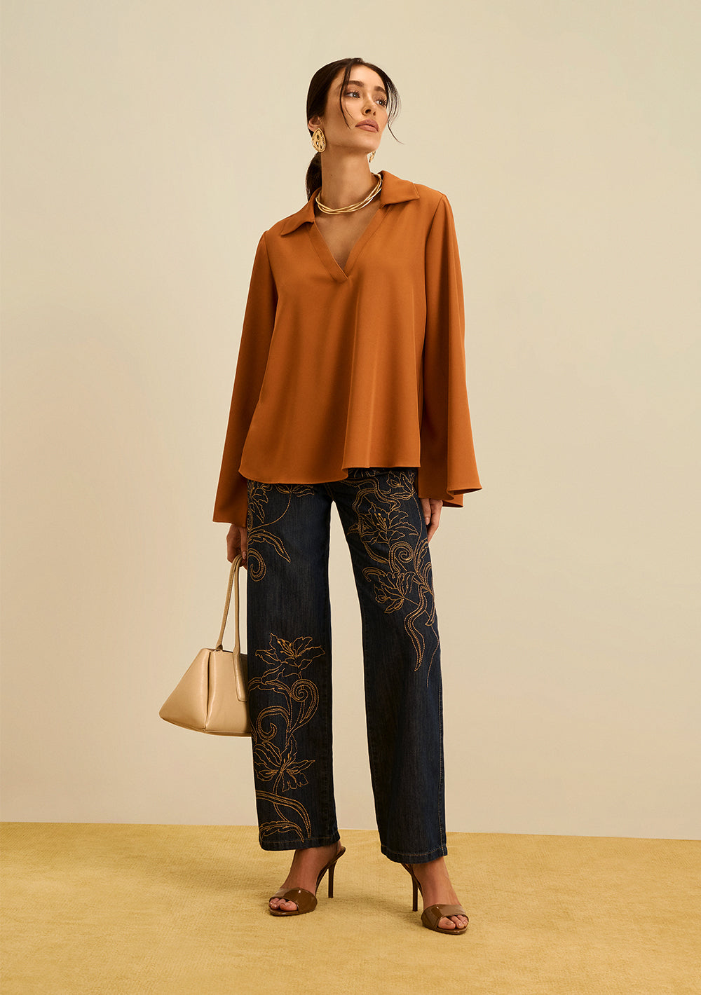 Jeans Wide Leg Tiro Alto