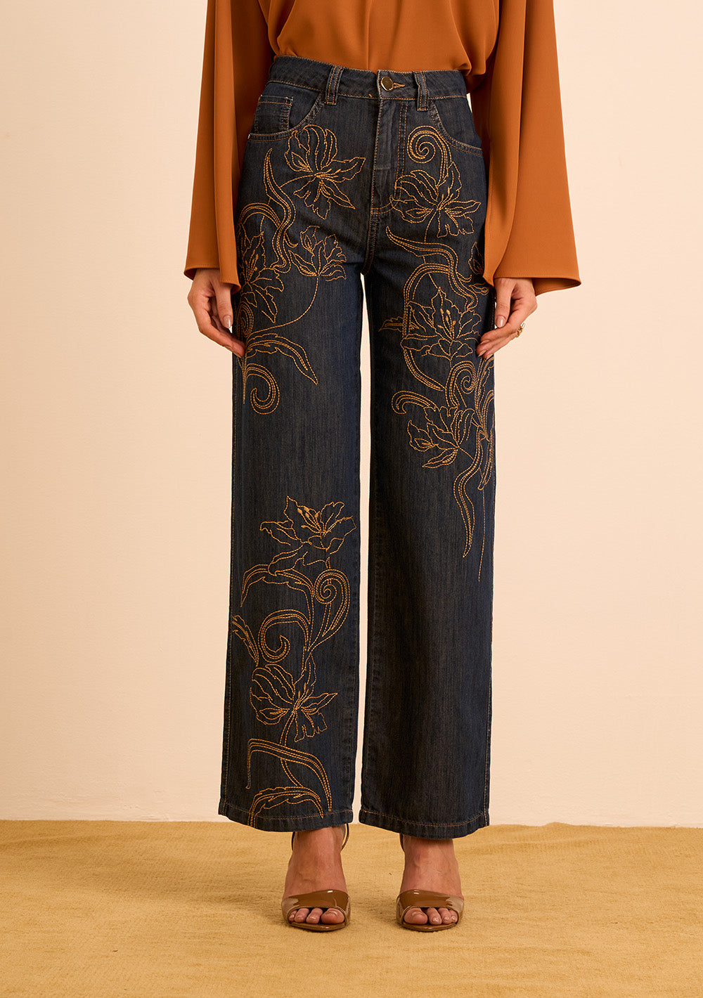 Jeans Wide Leg Tiro Alto
