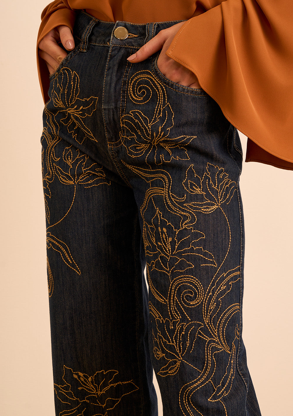 Jeans Wide Leg Tiro Alto