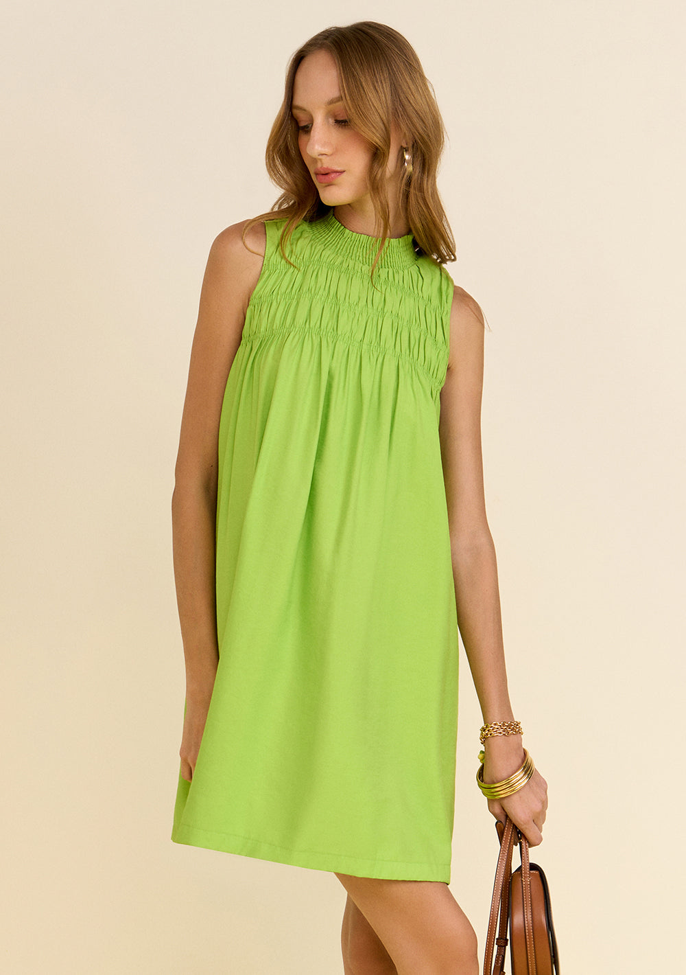Vestido Suelto Cuello Alto Sin Mangas Corto