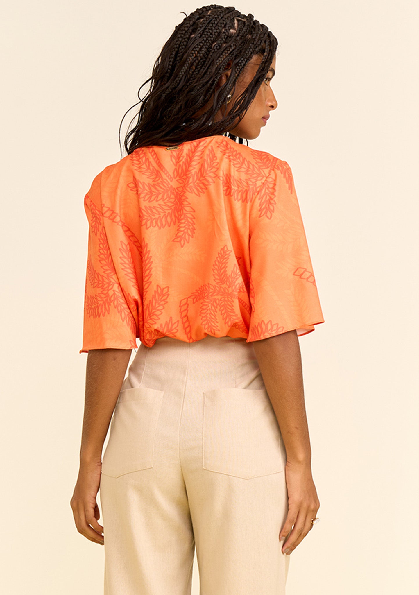 Blusa Suelta Escote Redondo Mangas Tres Cuartos