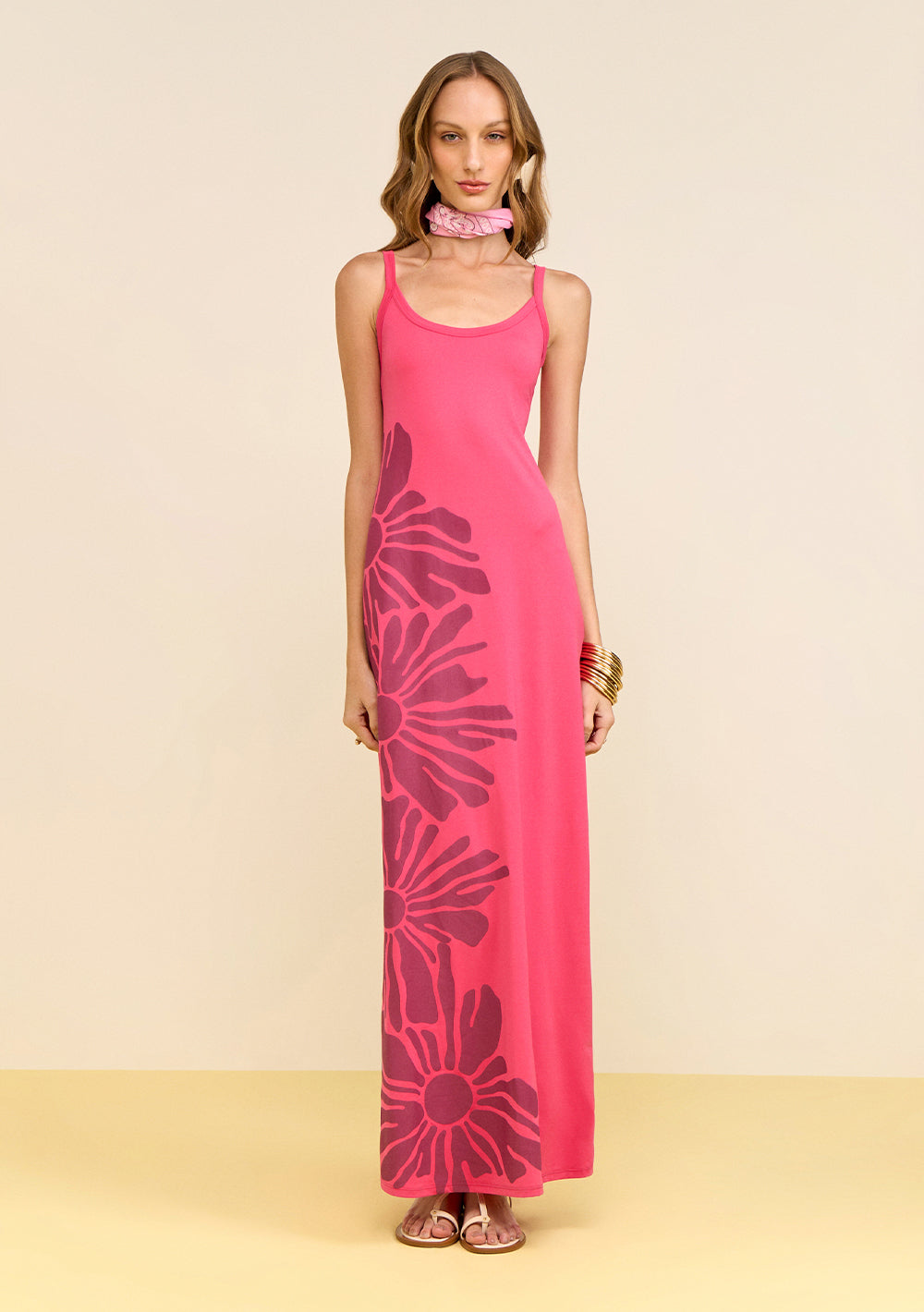 Vestido Ajustado Escote Redondo Sin Mangas Midi