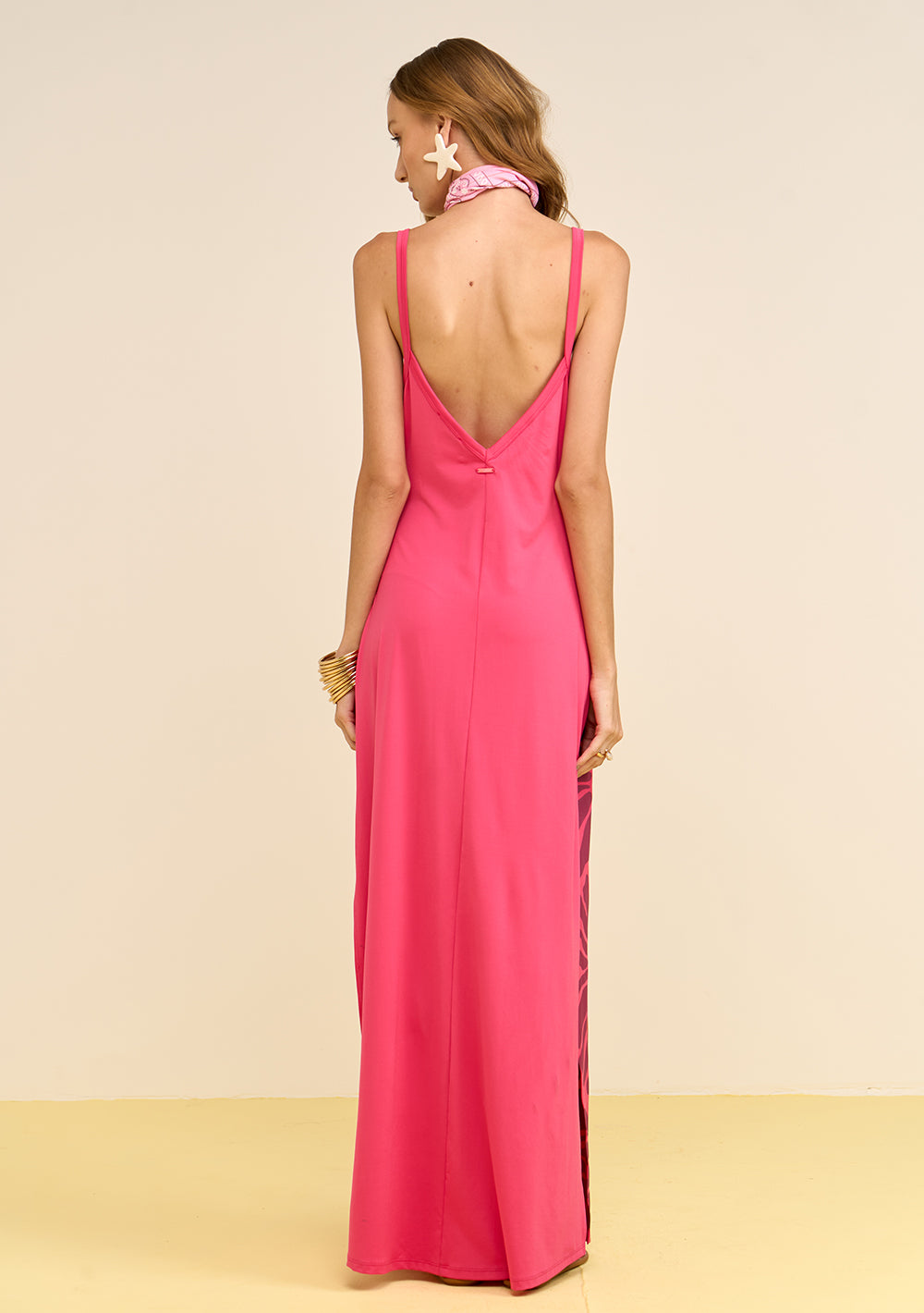 Vestido Ajustado Escote Redondo Sin Mangas Midi
