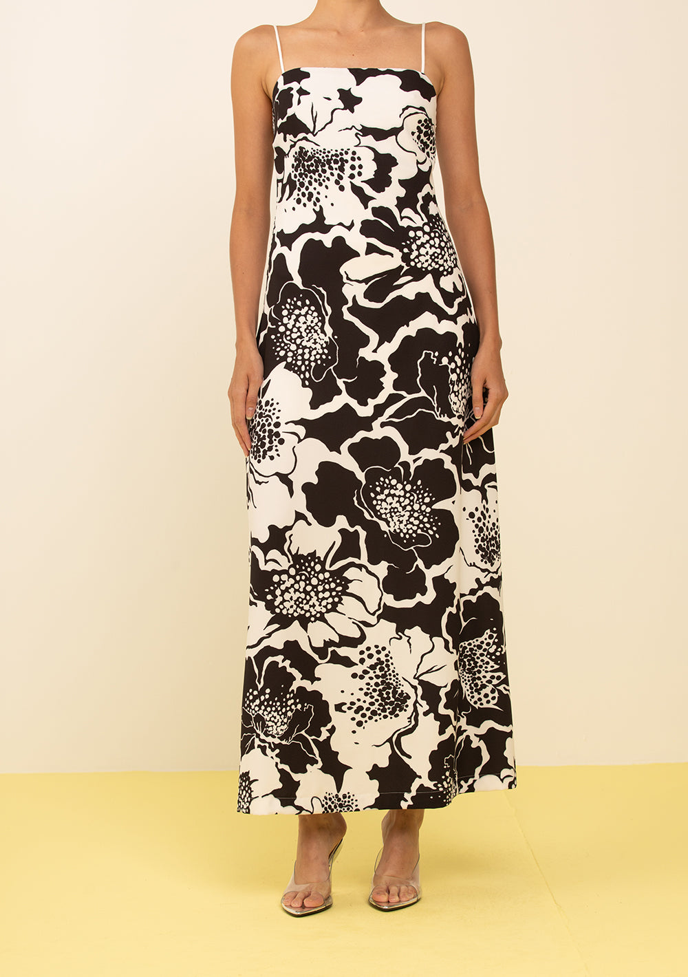 Vestido Suelto Escote Recto Con Tirantes Largo