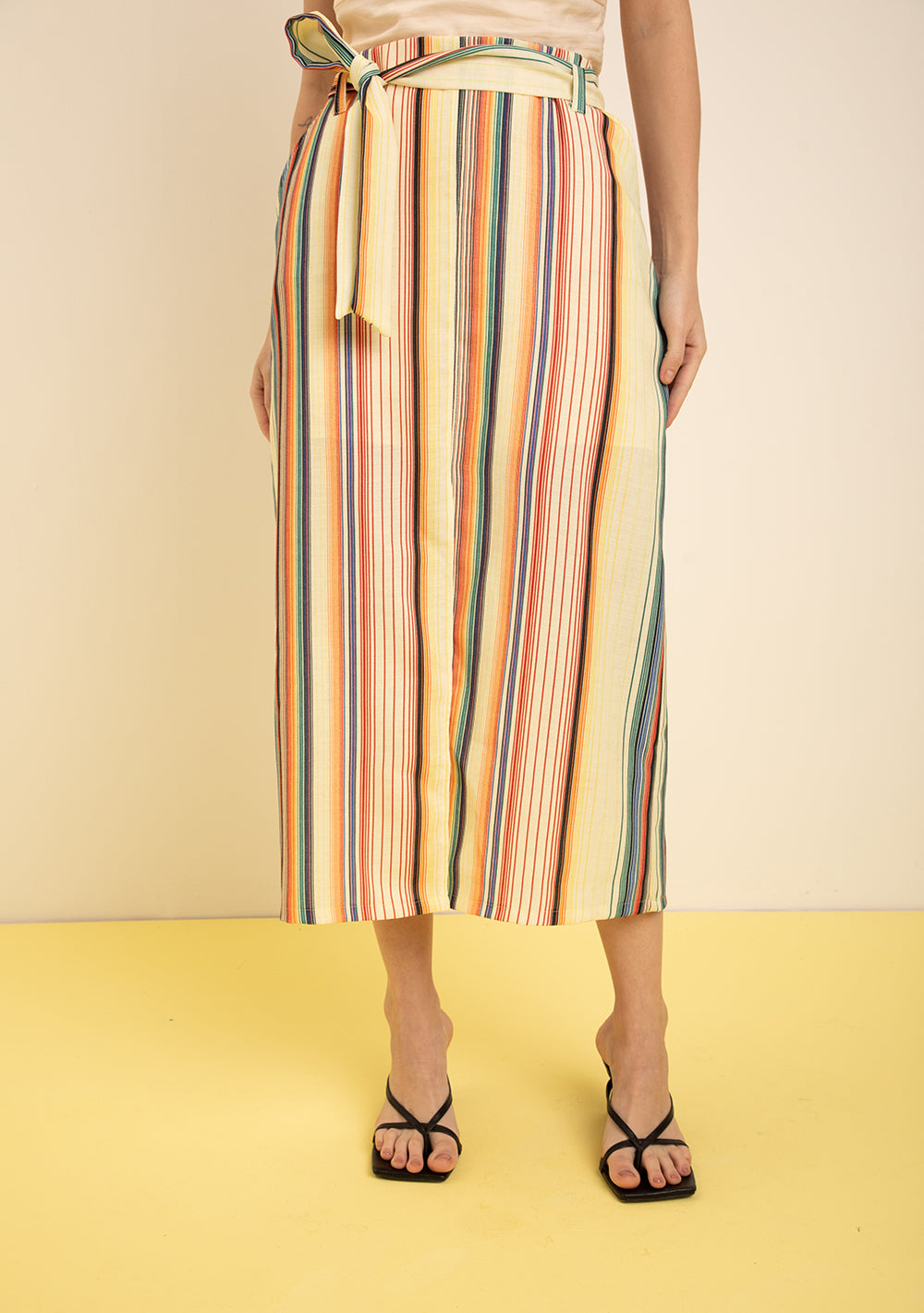 Pollera Midi Lápiz Tiro Alto