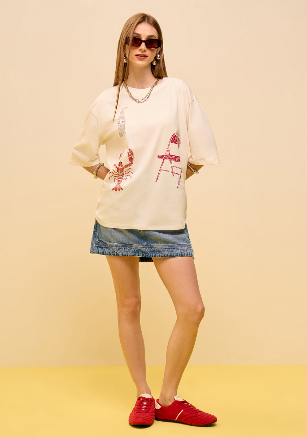 T-Shirt Suelta Escote Redondo Mangas Cortas