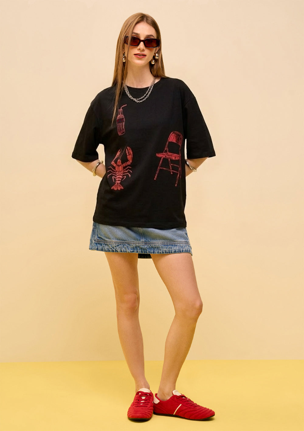 T-Shirt Suelta Escote Redondo Mangas Cortas