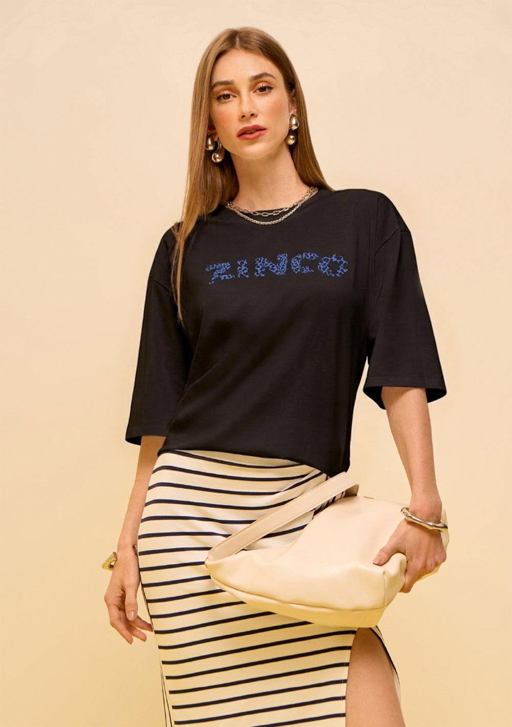 T-Shirt Suelta Escote Redondo Mangas Cortas