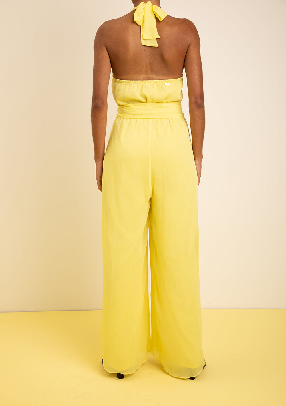 Enterizo Largo Ajustado Escote En V Sin Mangas