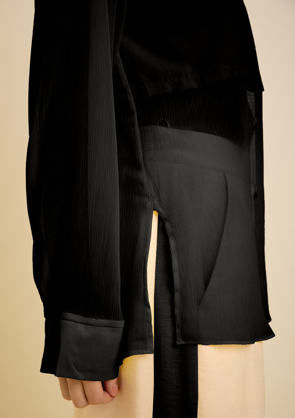 Camisa Suelta Cuello Clásico Mangas Largas