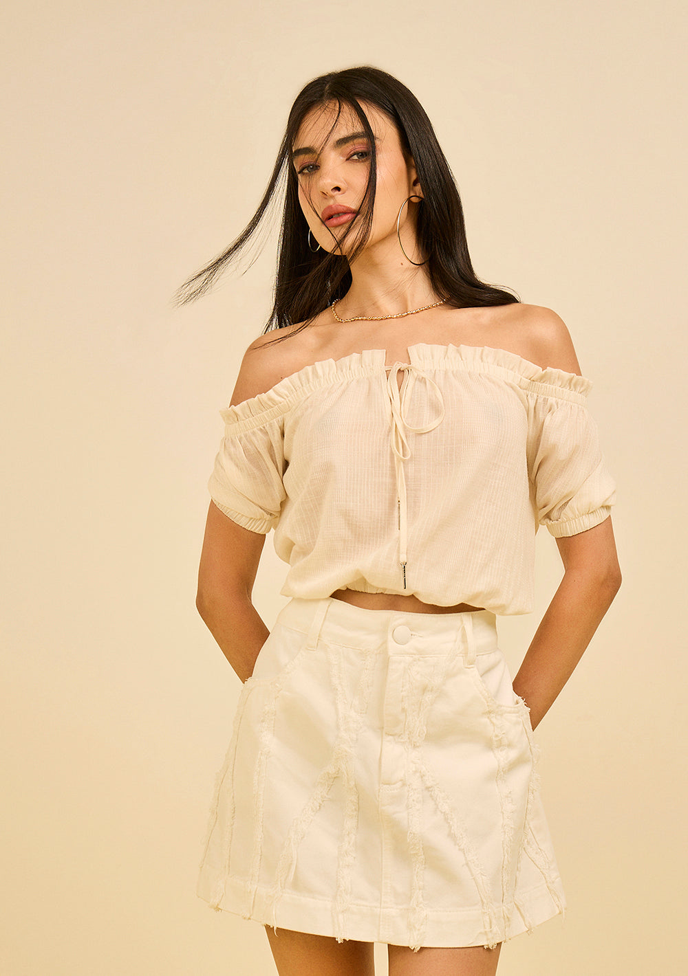 Blusa Suelta Off Shoulder Manga 7/8