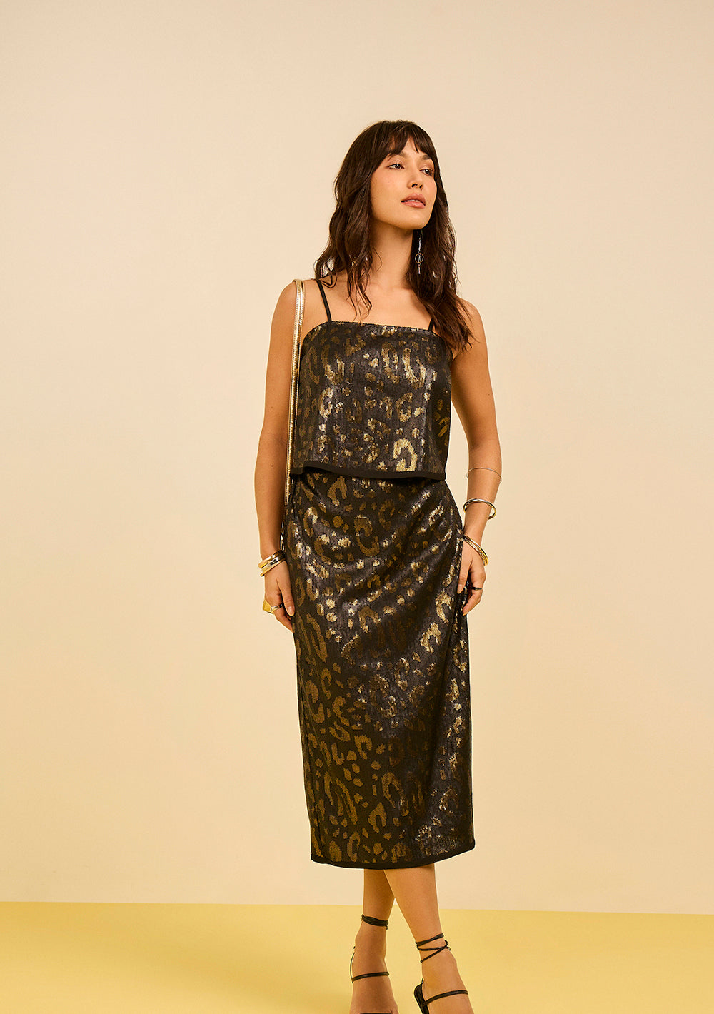 Pollera Midi Recta Tiro Alto