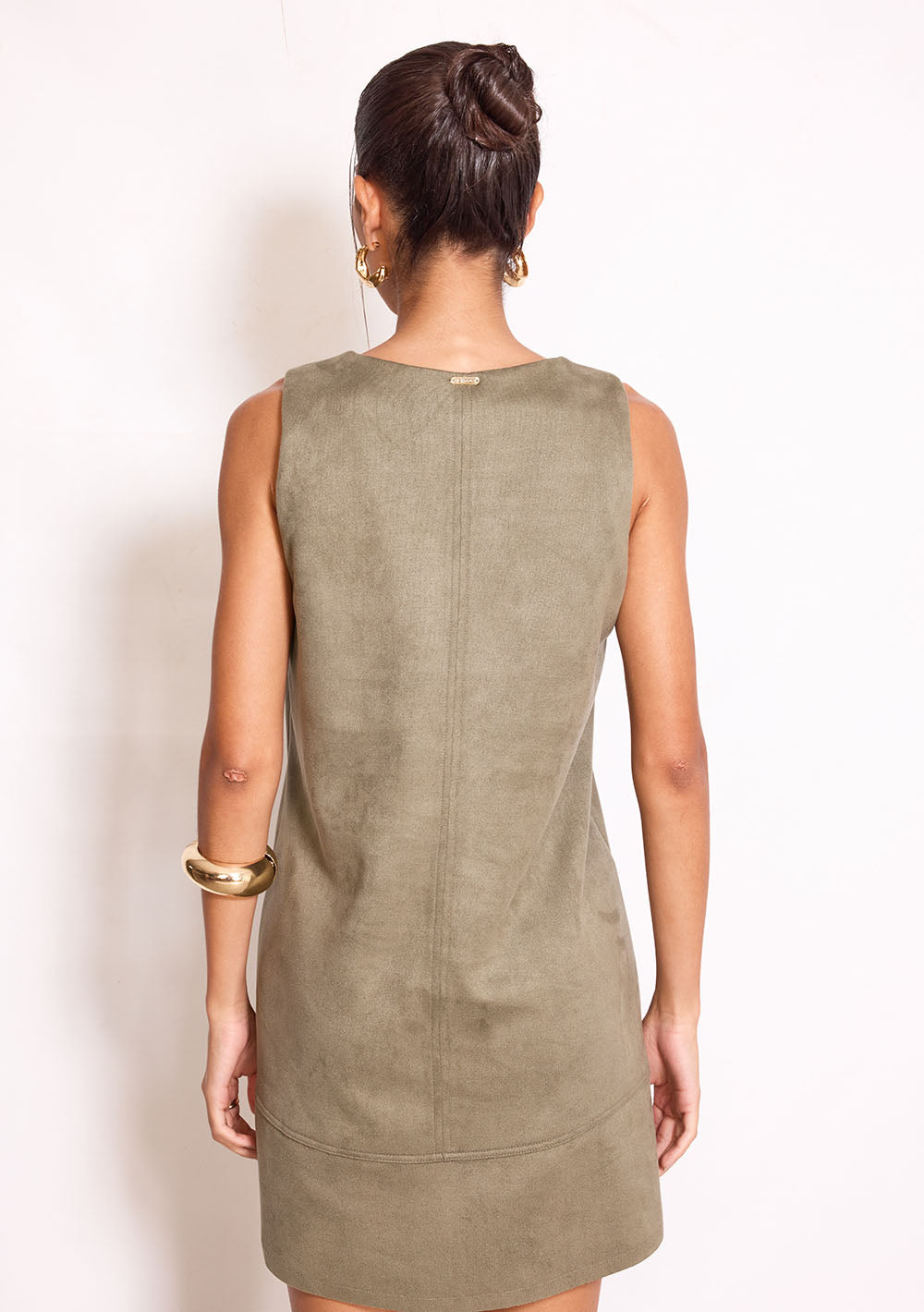 Vestido Corto Suelto Escote en V sin Mangas