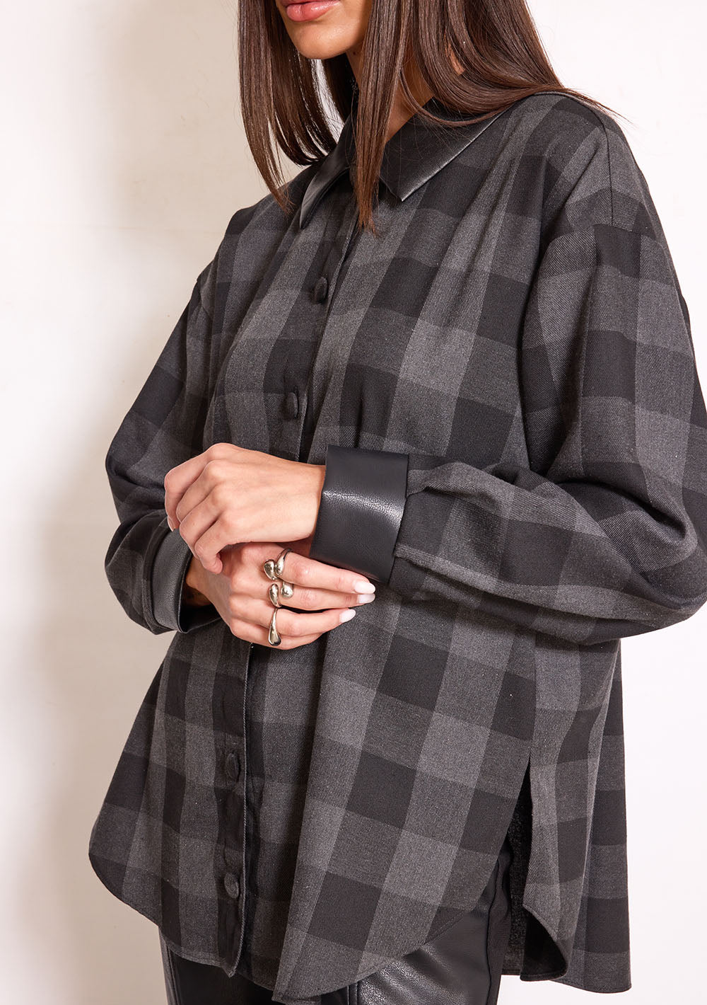 Camisa Oversized Larga Cuello Tradicional Mangas Largas