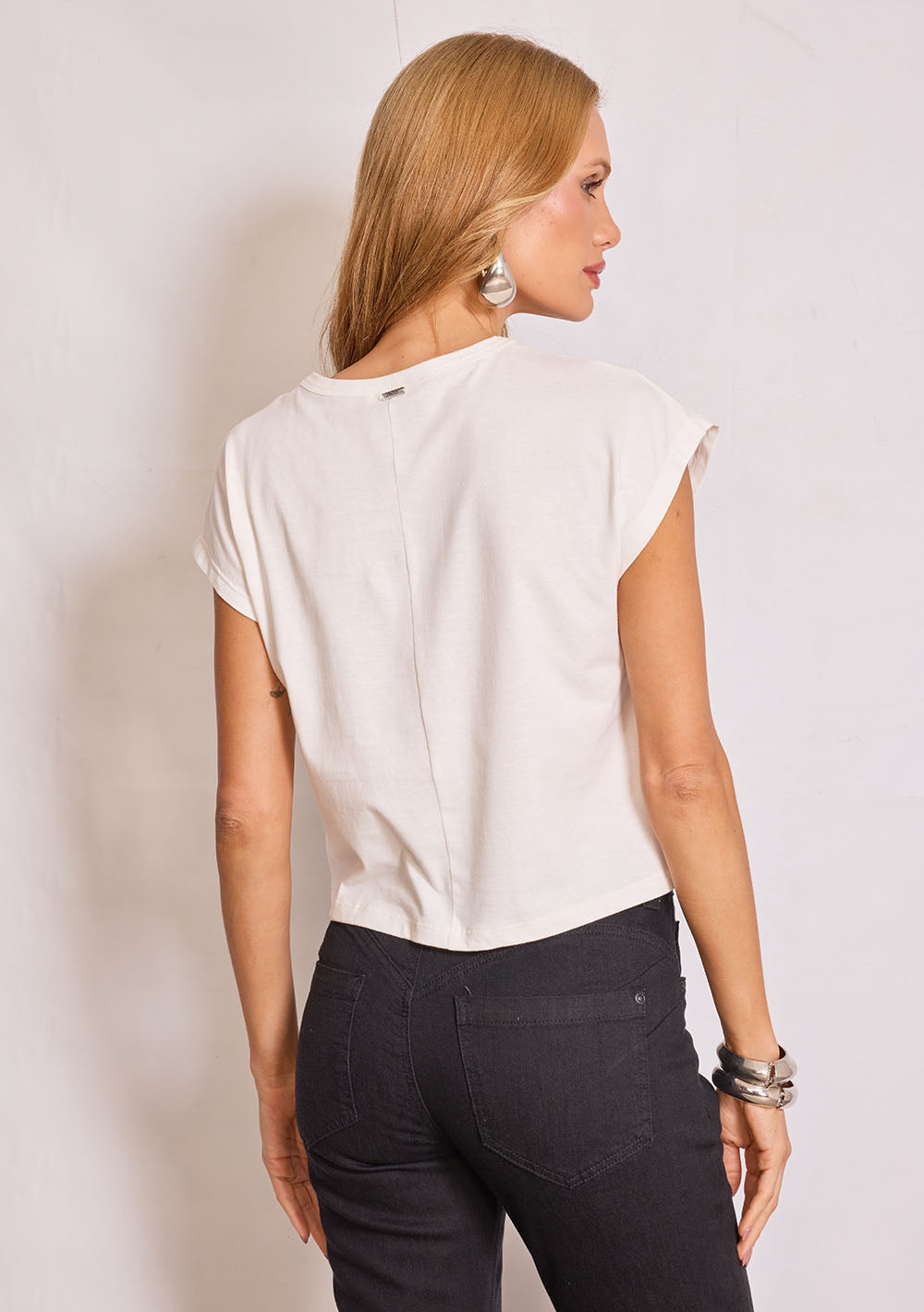 Camiseta Suelta Cuello Redondo Mangas Cortas