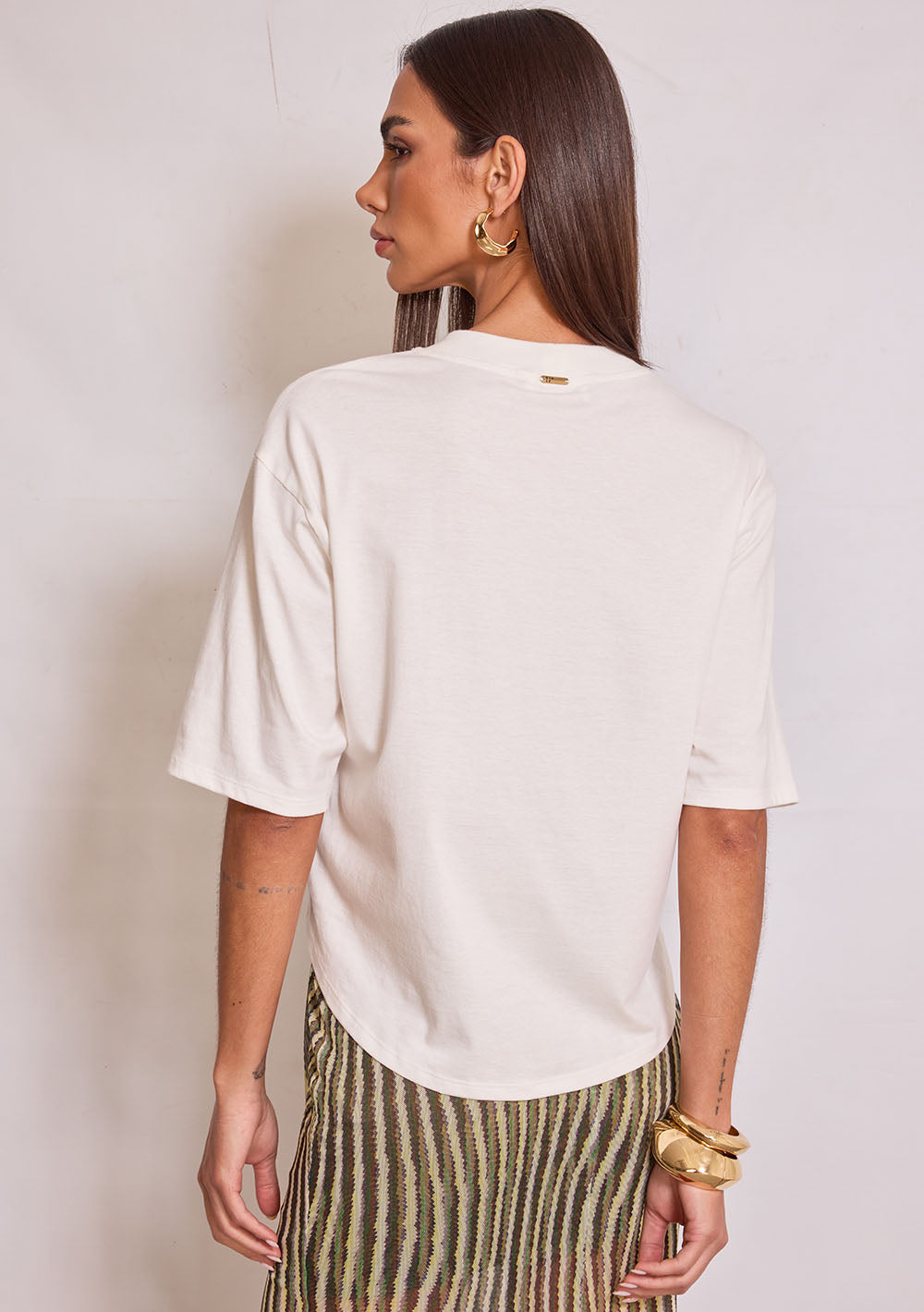Camiseta Suelta Cuello Redondo Mangas Cortas