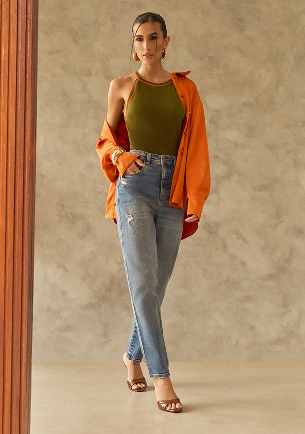 Blusa Suelta Cuello Redondo sin Mangas