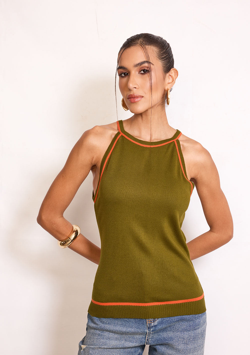 Blusa Suelta Cuello Redondo sin Mangas
